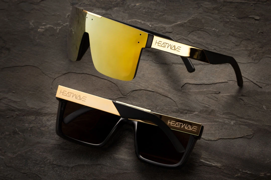 Quatro Sunglasses: Black/Gold Metal Customs - Image 3